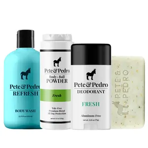 The Stay Fresh Body Care Essentials Kit – Body Wash, Exfoliating Bar Soap, Aluminum-Free Deodorant & Body Powder | All-Day Freshness, Odor Control, Moisture Protection, Anti-Chafe Comfort | Clean, Dry Skin From Head To Toe | Men’s Grooming Kit