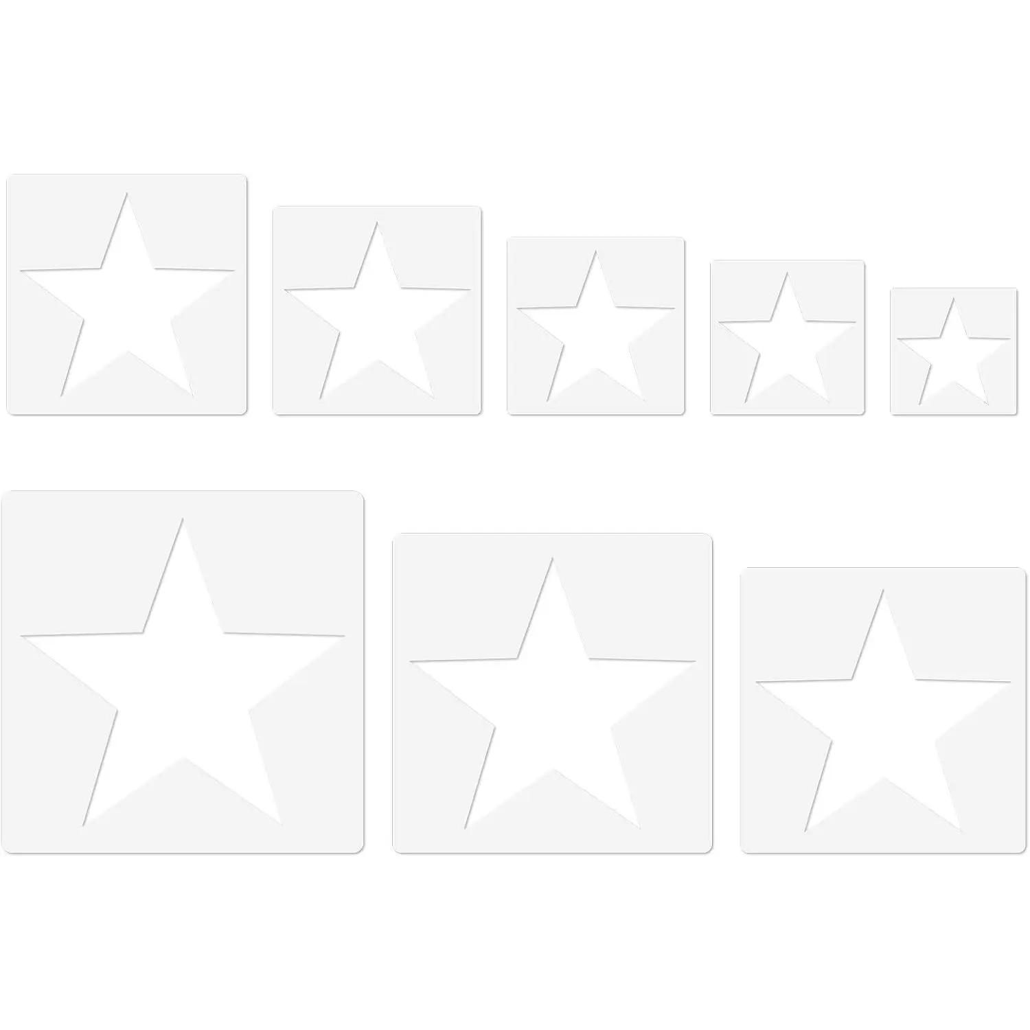 8 PCS Reusable Plastic Large 5-Point Star Stencil Set, Different Sizes Templates for Painting, Spray, Wall Crafts, DIY Home Decoration Supplies