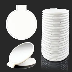 Mini Round Folding Mirror Portable Pocket Mirror Makeup Mirror for Purse Travel Makeup Mirror for Women Girls Daily Use (20 Pcs White)