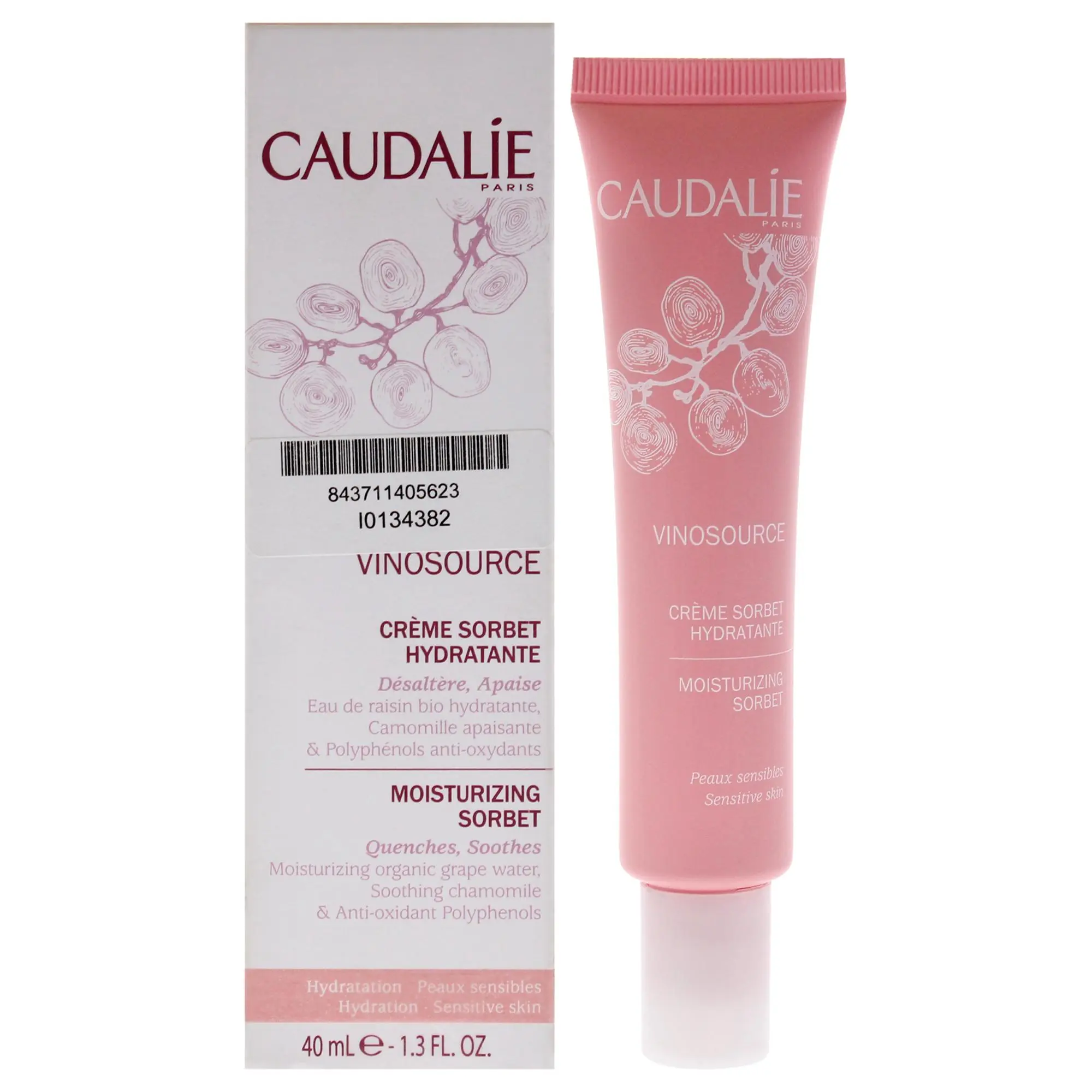 Caudalie Vinosource Smooth Hydrating Grape Sorbet Moisturizer for Women - 1.3 fl oz Daily Cream (Tester)