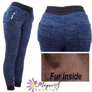 B009-FLEECE WINTER TIME WOMEN Blue Fleece Pants with Fur Inside Comfortable Women's Wear for Cozy Winter Days