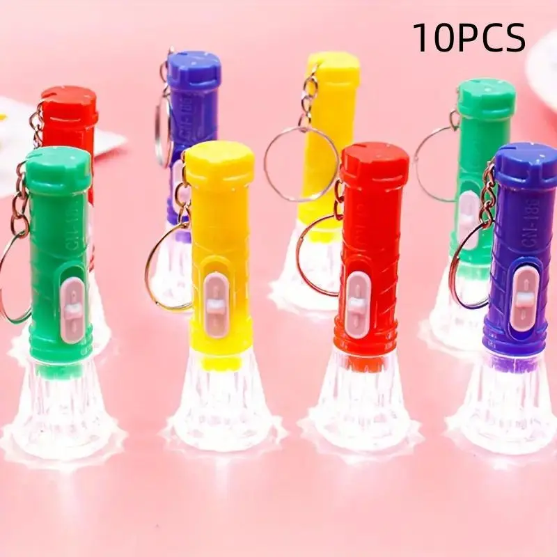 Random Color Mini LED Flashlight Keychain, 10pcs/set Portable Keychain Flashlight, Party Gift for Friends, Party Favors for Birthday, Wedding, Festival, Light Up Keys, Keyrings for Keys, Key Accessories