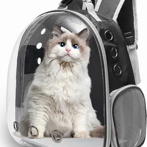 Vivicreate Large Cat Backpack Carrier for Travel and Hiking Transparent Pet Bubble Backpack for Cats up to 20lbs with Ventilation and Padded Straps Mochila para Gatos transportadora mascotas Black