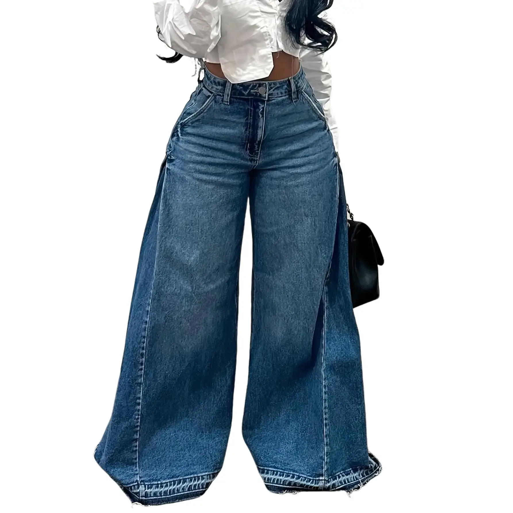 High Waist Flared Jeans Women | Wide Leg Loose Fit | Non-Stretch Denim | Trendy Casual Pants （Stretch） Spring Statements