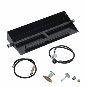 Garvee Drop-In Fire Pit Burner Kit, 18 x 6 Inch Rectangular Fire Pit Burner with Spark Ignition Kit for Propane & Natural Gas, Fire Pit Insert with H-Burner for Indoor Outdoor Use