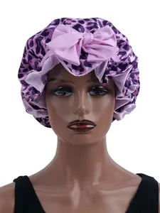 Adjustable Satin Sleep Cap for Women, Bow Design, Wide Hairband, Dual Layer Hair Protection, Sleeping & Makeup Accessory