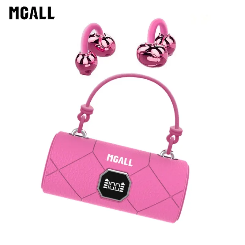 MGALL X22 Fashionable Clip-On Wireless Headphones with Handbag‑Style Light‑Luxury Leather Texture, Comfortable Fit, Bluetooth 6.0, LED HD Display, HiFi Sound, Perfect Gift for Girlfriend, Audio Earbuds for Music & Calls, Compatible with Android & iOS
