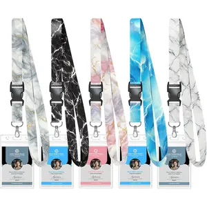 L-NKL008 5 Pack Cruise Lanyard for Ship Cards with Marble Pattern Cute Cruise Ship Lanyards with Waterproof ID Badge Holders for Keys, Cards Cruise Essentials for All Cruise Ships 2025, Mixed