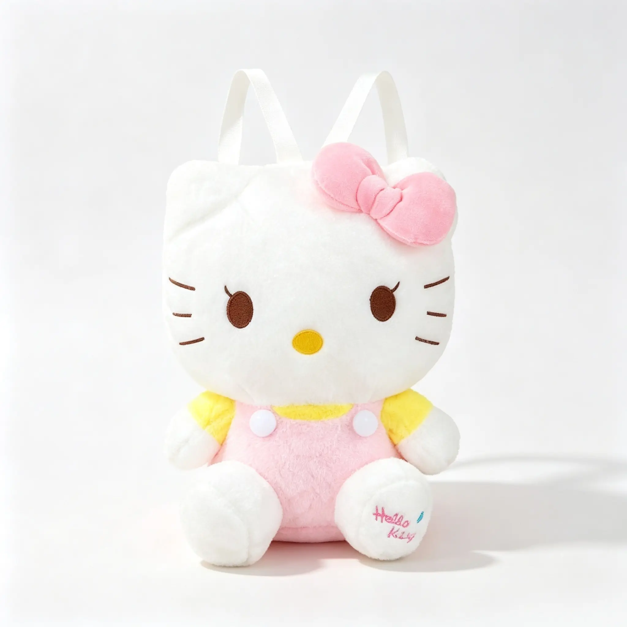 Sanrio Hello Kitty Plush Backpack, Soft Fluffy Toy‑Style Bag, Adjustable Shoulder Straps, For School Travel Daily Use, Pink And Blue Available