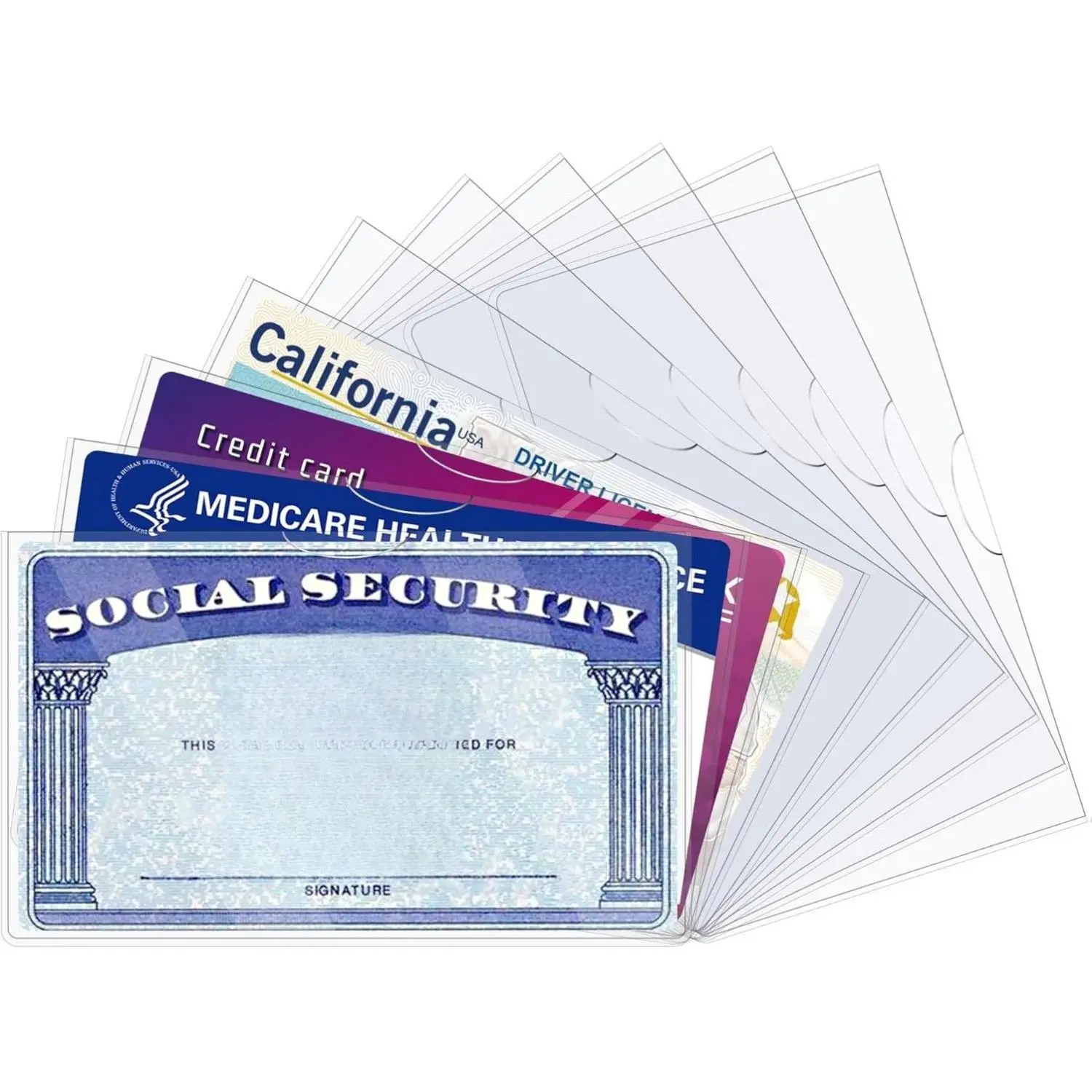 [New Deal] 10 Pack Social Security Card Protector Sleeves, Ultra Clear & Durable 31Mil Waterproof SSN/New Medicare/Credit Card Holder, Soft ID/Debit/Credit/Business Card Holder, Multi-Use, Water-Resistant