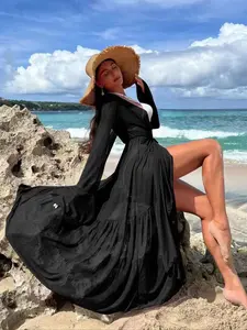 One-Piece Kimono Coverall Loose Casual Fashion Sun Protection Beachwear, Stylish All-In-One Bathing Suit for Women, Swimwear Coverups, Swimsuit Cover Ups