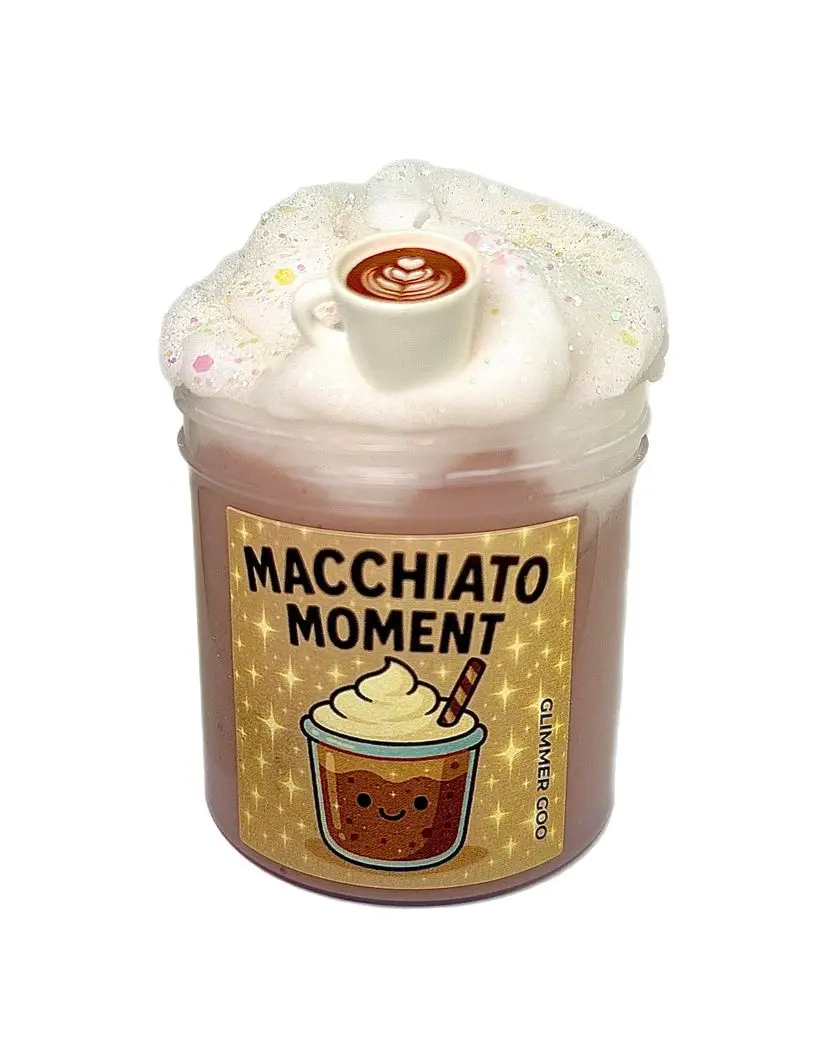 Macchiato Moment - Caramel Macchiato Scented Butter Slime, Whip Cream Icee Slime, Creamy Textured Slime, Coffee Inspired Slime Gift with Charm