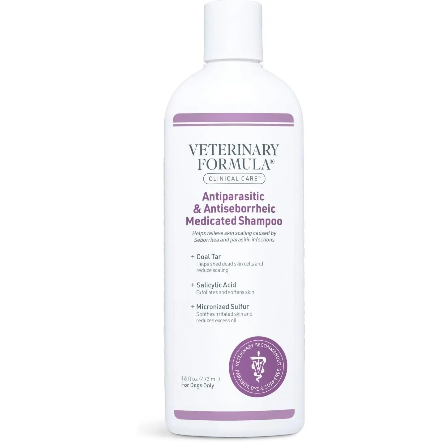 Clinical Care Antiparasitic & Antiseborrheic Medicated Dog Shampoo, 16 oz – Paraben, Dye, Soap Free – Hydrating and Antifungal Shampoo for Dogs, White