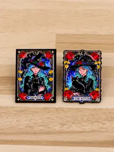 2pcs/set Elegant Witch Enamel Brooch, Cute Black Cat Fashion Personalized Badge, Punk Style Men&Women's Universal Accessories, Suitable For Backpacks Clothing, Perfect Gift For Friends