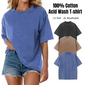 100% Cotton Men and Women's Oversized T-Shirts Acid Wash Cotton Crew Neck Half Short Sleeve Summer Unisex Tees Casual Loose Fit Solid Streetwear Comfortable Tops Basic Womenswear Plain shirt Gym Vintage Heavyweight Workout Acid Wash Baggy Tee #Summervibes