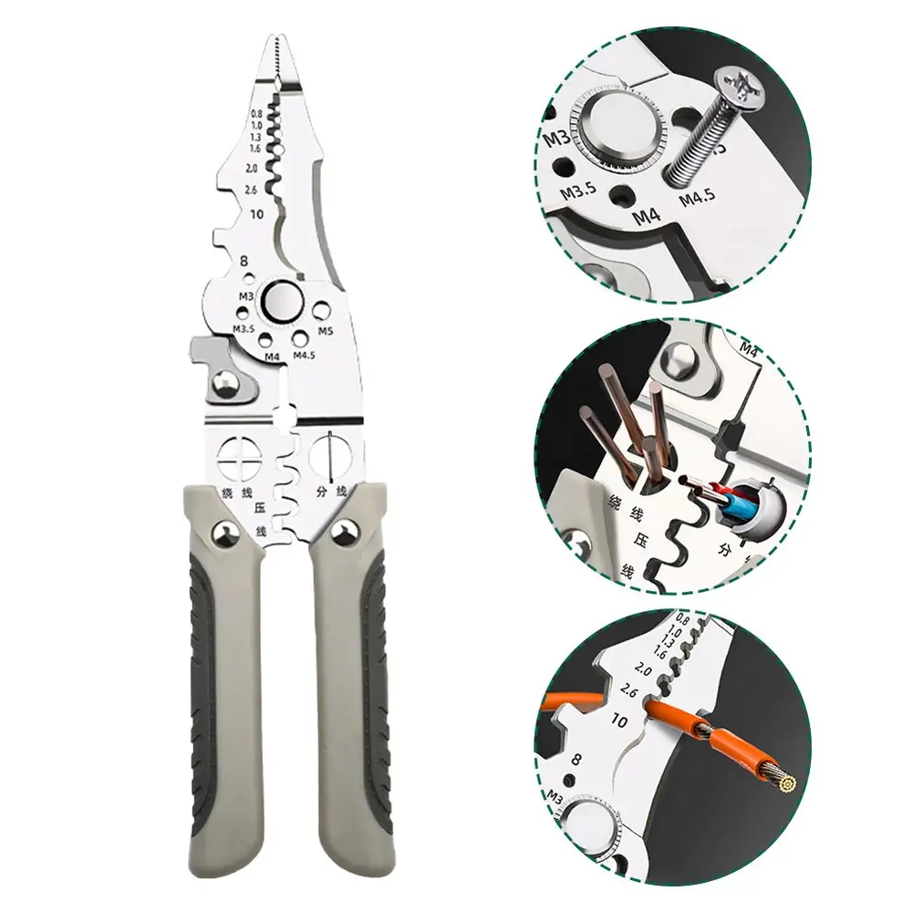 Multifunctional Wire Stripper Crimper Pliers - High Hardness Hand Tools with PVC-Coated Ergonomic Handles, Precision Wirecutters for Stripping, Crimping, Cutting, Essential for Electrical Repairs, DIY Projects