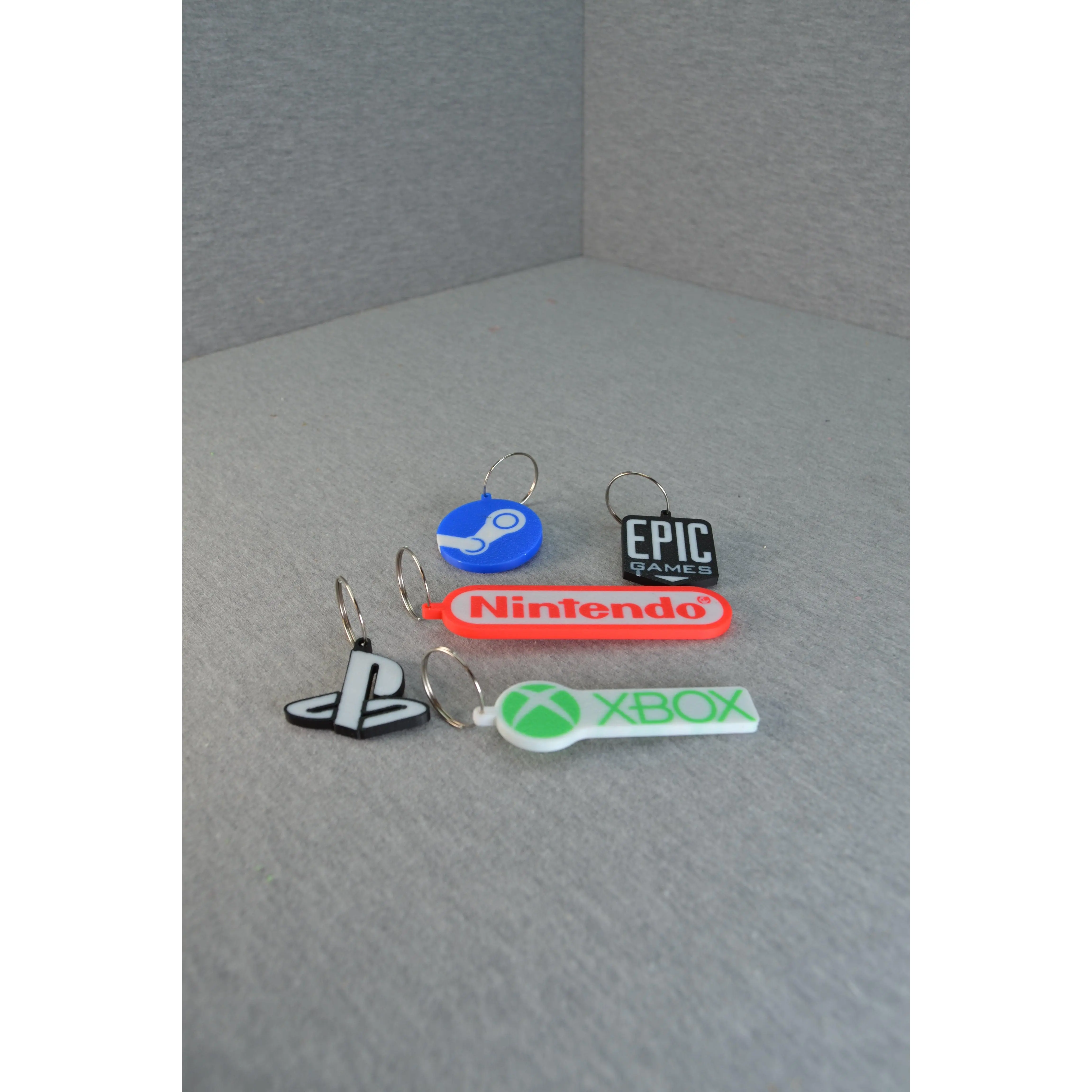 Video Game Logo Keychains - 5-Pack with Keyrings - Gamer Accessory Set