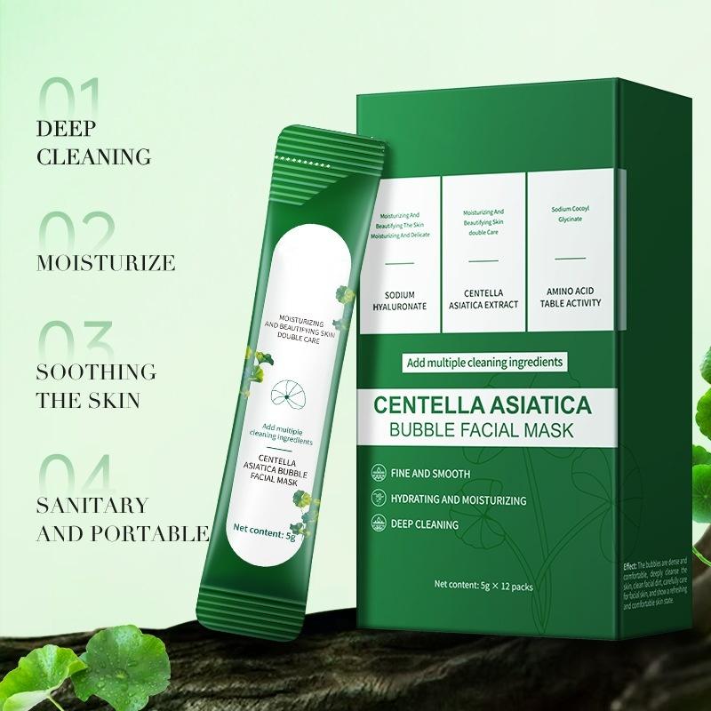 Centella Asiatica Bubble Mask Moisturizing Deep Cleansing Smear Skincare Mask Remove Blackheads Individual Package 10 Seconds to Foam(5g×12Pcs) Centella Asiatica Bubble Mask Moisturizing Deep Cleansing Smear Skincare Mask Remove Blackheads Individual Package 10 Seconds to Foam(5g×12Pcs)