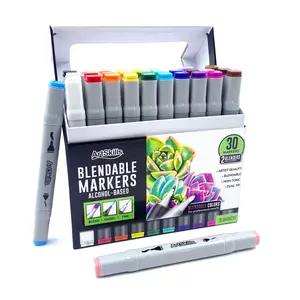 ArtSkills Alcohol Markers 30 Count Blendable Dual-Tip Markers for Artists with Smooth Ink Flow and Vibrant Colors