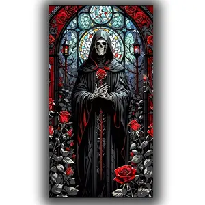 Skull Man 5D DIY Large Size Diamond Painting Kit, Beginner Friendly, Diamond Art for Adults Beginners, Rose Men DIY 5D Full Round Drill Gems for Home Wall Decor