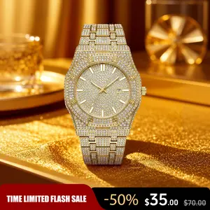 Luxury Rhinestone Embellished Jumpstart sale Classic round dial -Dial Quartz Watch with Gift BoxIncluded Fashion Timeless Classic Watch Holiday Haul  Flash Sale diamond men  Shine at work, lead with brilliance.