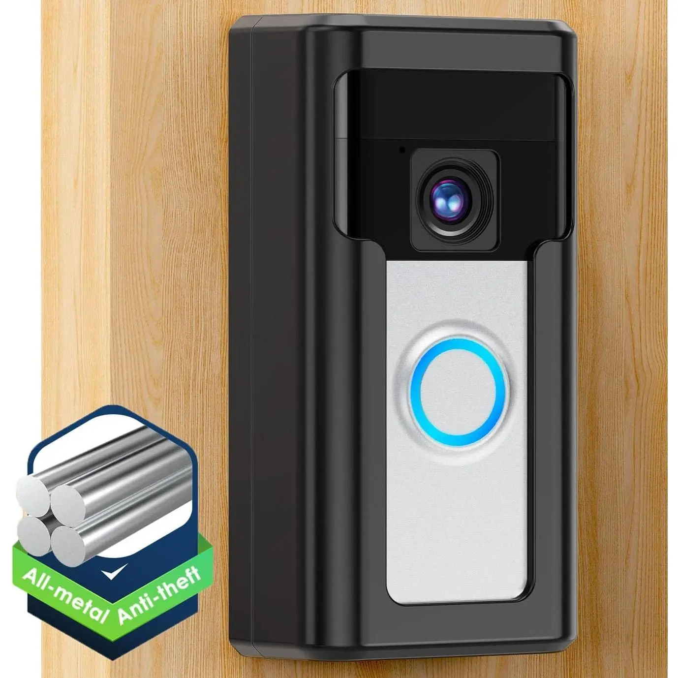 All-Metal Adhesive Video Doorbell Mount Compatible with Ring/Blink  Video Doorbell, No-Drill Mounting Bracket Wedge Adapter Holder Accessories for Home Rentals, Black