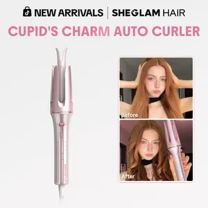 【Leah Ketab's Pick】SHEGLAM HAIR Automatic Curling Iron 1/1.25 Inch, 3 Temp, 2-Way Rotation, Anti-Scald & Anti-Tangle, Auto Shut-Off, Swivel Cord Pink Styling Tool-Effortlessbeauty-Hairhack-Coachella-mothersdaygift