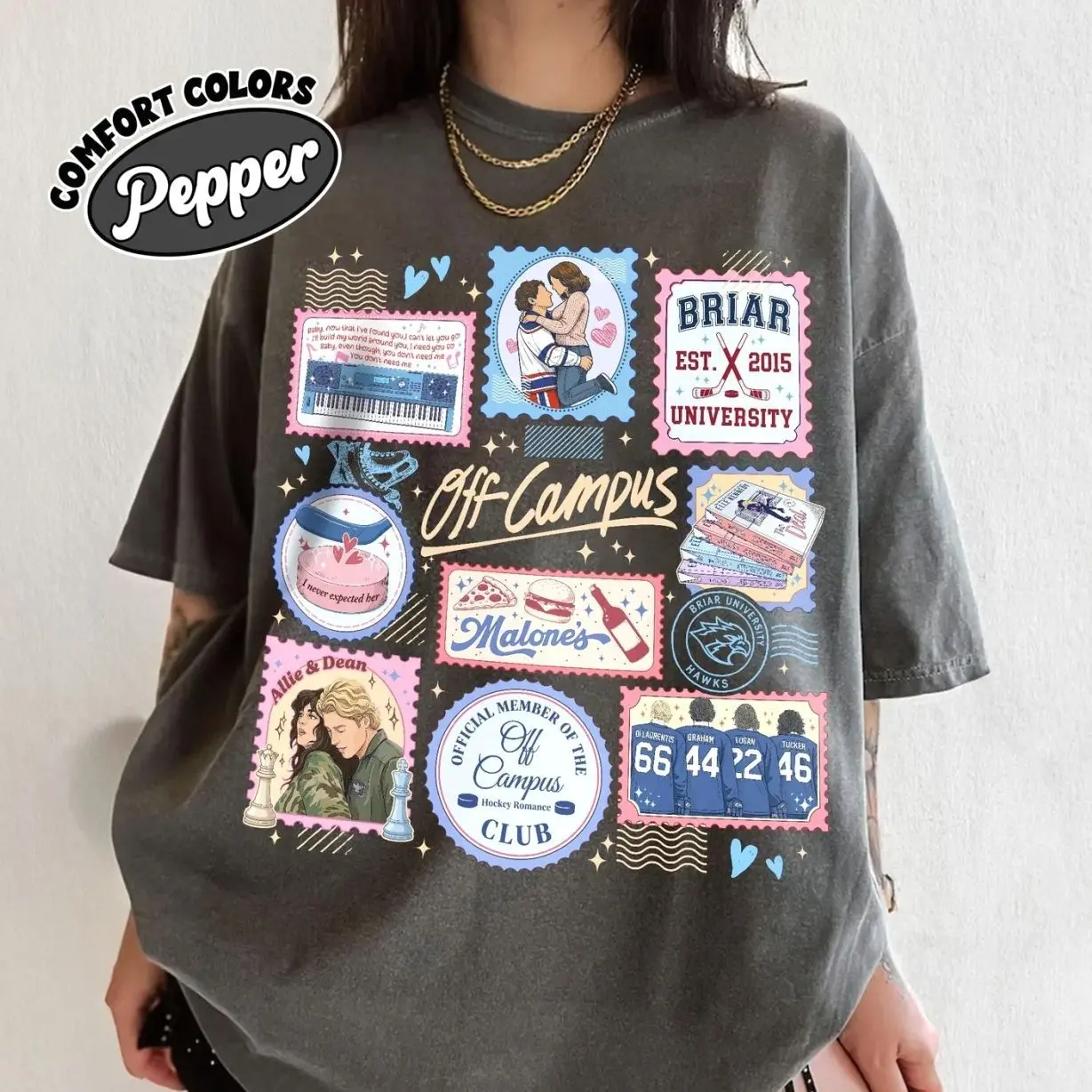 Off Campus Hockey Stamps Shirt, Comfort Colors #Briarr University Tee, Graham 44 Romance Reader Gift 39TPW