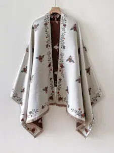 1pc Elegant Women's Fall and Winter Scarf with Double-Sided Animal Print Bee Pattern, Fringe Details, Thick, Cozy and Warm Shawl for Stylish Winter Accessories