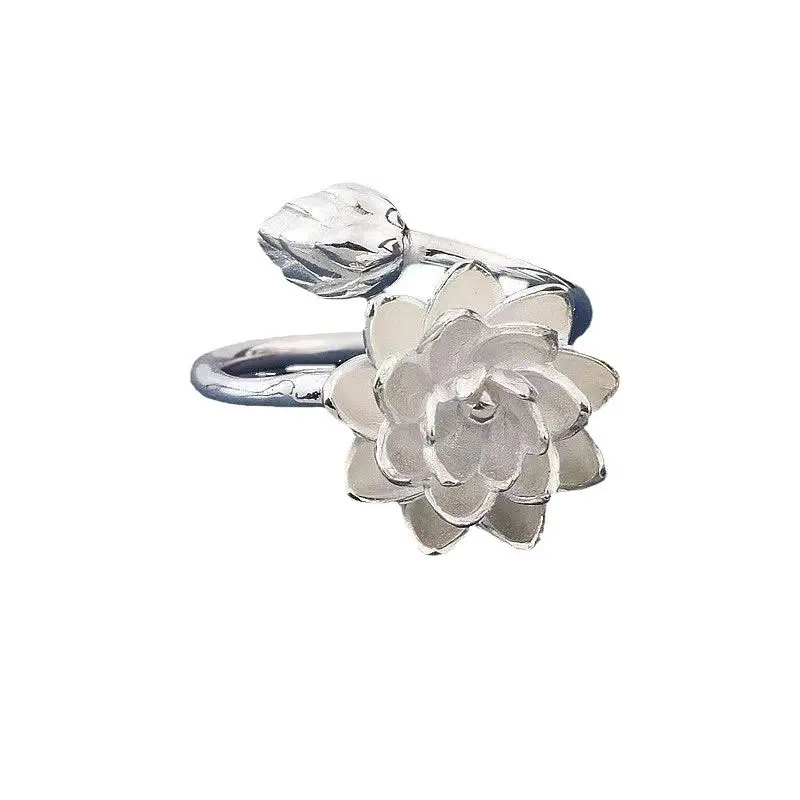 1pc Elegant floral design white ring, adjustable opening women's ring, complex details, daily wear jewelry