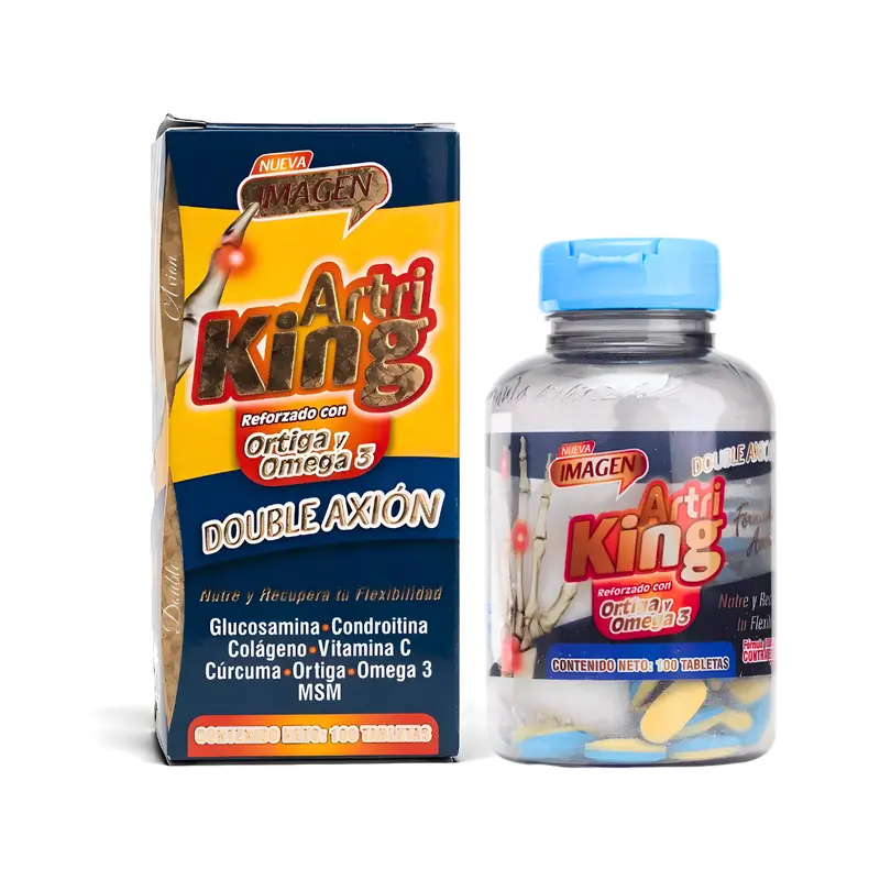 Artriking Reforzado con Ortiga y Omega 3 - 100caps DOUBLE AXION | Glucosamina Condroitina Colageno Vitamina C Cúrcuma Ortiga Omega 3 MSM