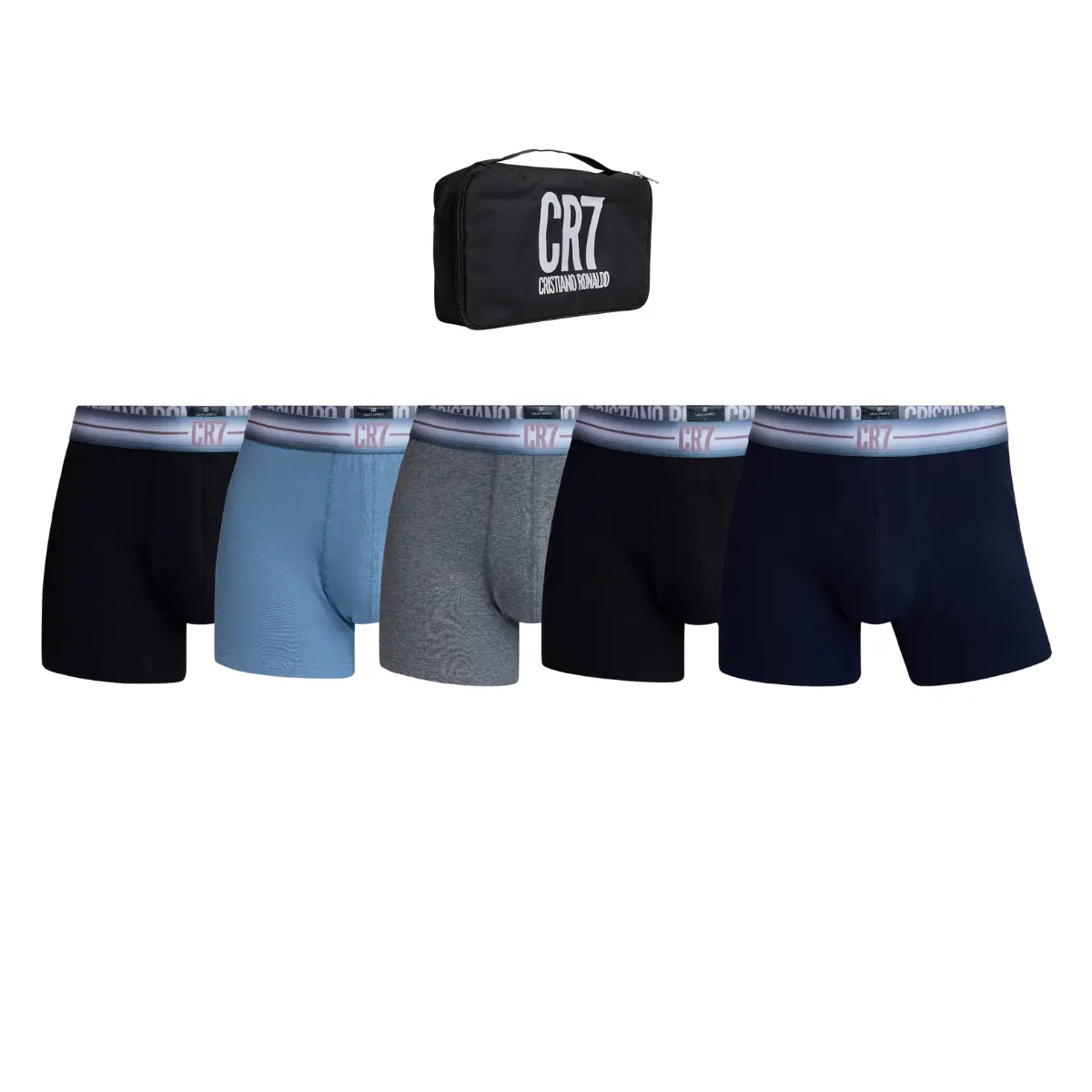 CR7 Men's 5-Pack Cotton Blend Trunks, Travel Bag