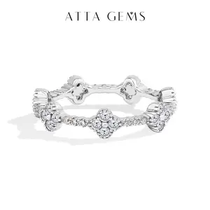 Eternity D VVS1 Color Synthetic Round Moissanite Rings for Wome 925 Sterling Silver Engagement Wedding Classic Rings Party Gift Fine Jewelry New R261