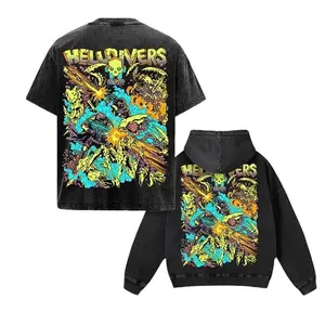 Helldivers 2 TPS Game Merch Oversize Unisex Washed Hoodie & T-Shirt, Double Printed Streetwear Game Merch Gift For Fan