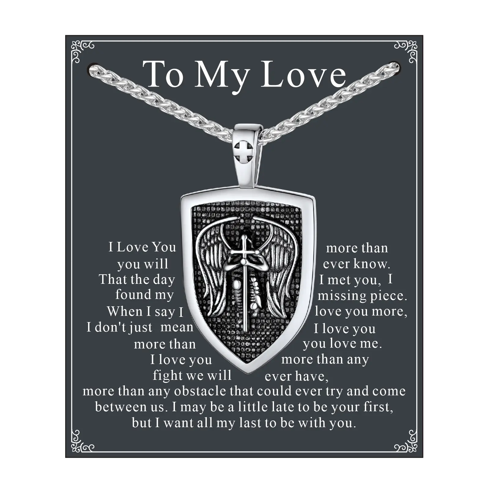 FaithHeart Shield Archangel St. Michael Protection Necklace Stainless Steel Perfect Gift