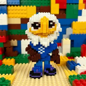 Modern Cyber Eagle Soccer Mascot DIY Brick Kit, Fashion Micro Blocks Figurine, Eye-Catching Gaming Room Accessory, Chic Desktop Collectible Decoration