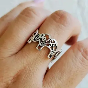Emma Vera Jewelry Sterling Silver Elephant Mandala Ring