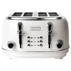 Haden 75013 Heritage 4 Slice Wide Slot Stainless Steel Body Retro Toaster, White Haden 75013 Heritage 4 Slice Wide Slot Stainless Steel Body Retro Toaster, White