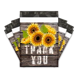 10x13 Sunflower Thank You Poly Mailers Shipping Envelopes Premium Printed Bags