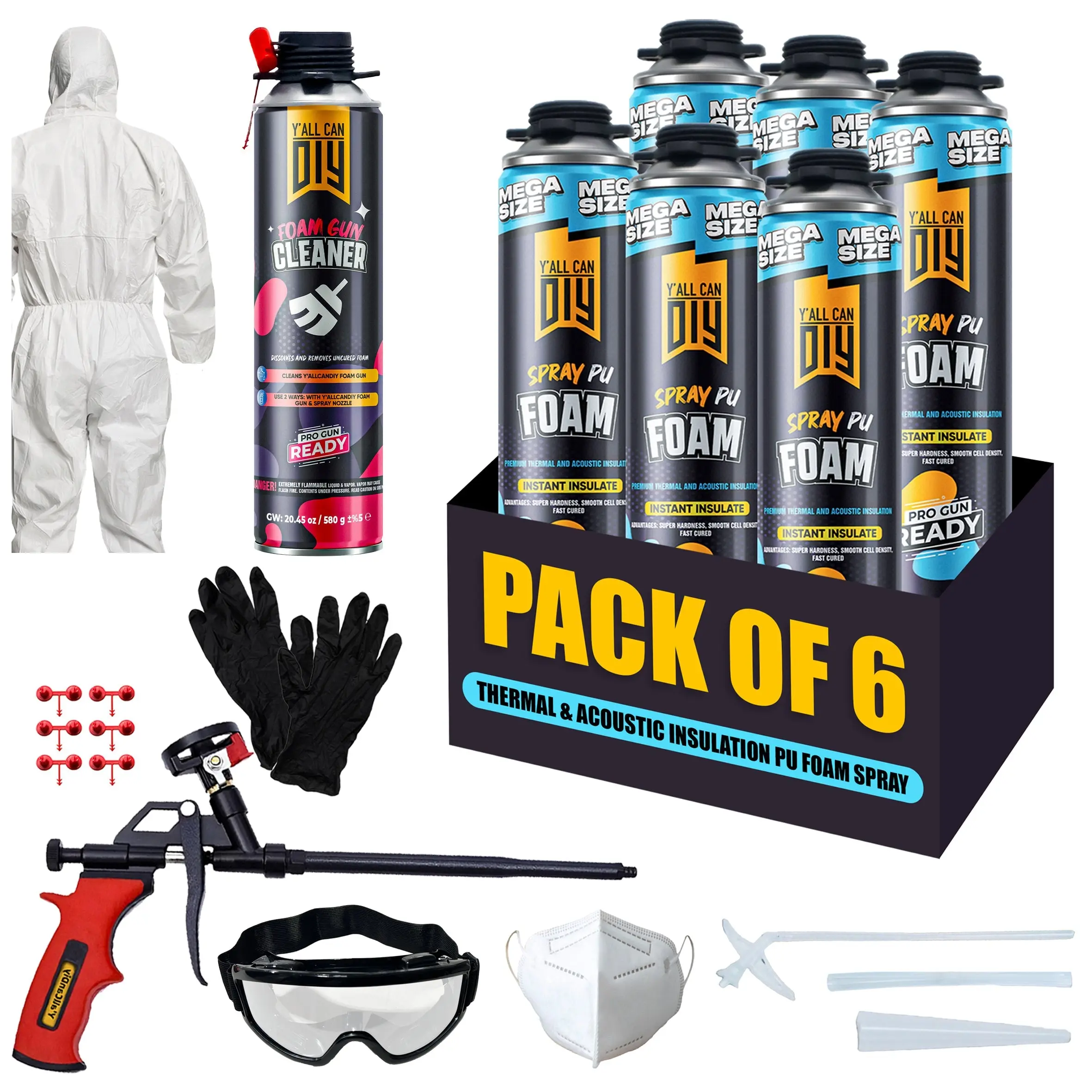 PU Spray Foam Insulation Kit (1000ml) - Mega Size Gap Sealant | Y'allCanDiy