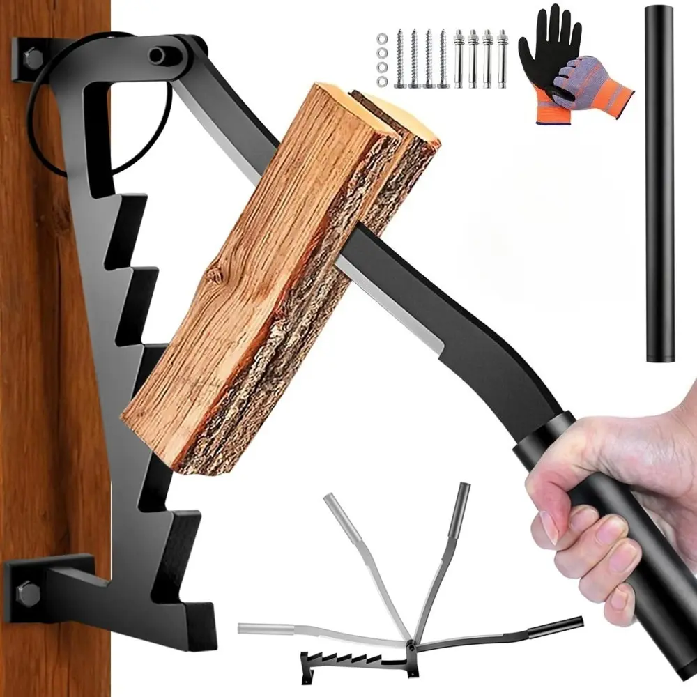 Kindling Splitter, Wall Mounted Manual Firewood Splitter, Log Splitter with Handle