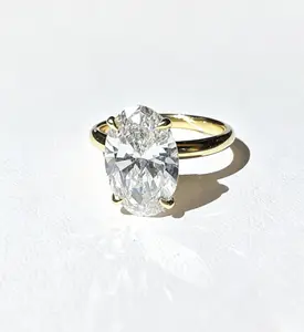 18k 3+0.1ct Diamond Oval Yellow Plain Band 18k Diamond Ring Engagement Ring