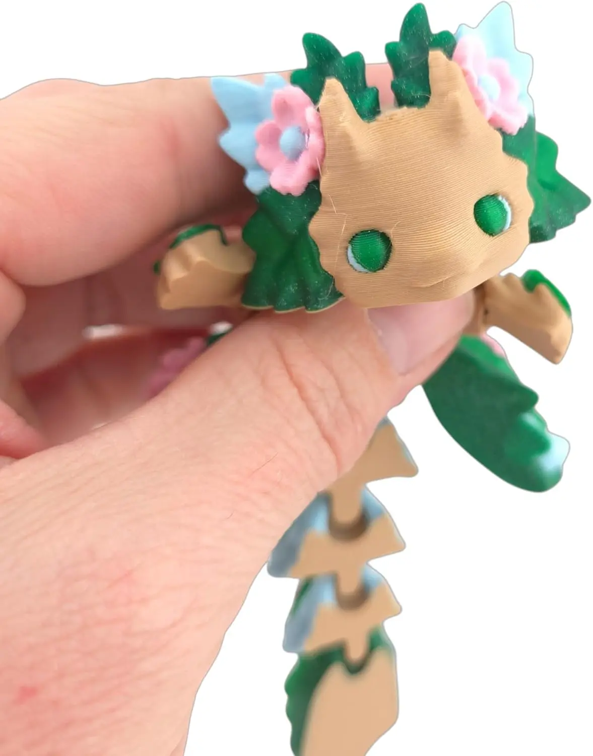Articulated Cute Kosha Dragon - 3D Printed Fidget Fantasy Desk Buddy - Authorized Seller - Decorative Floral Animal Home Decor Statue