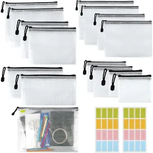 15Pack Document Wallets A4/A5/A6/B4/B5/B6/B8/Bill, Transparent Document Bag Waterproof Sorting Bags for Documents Cosmetic Storage  Receipts