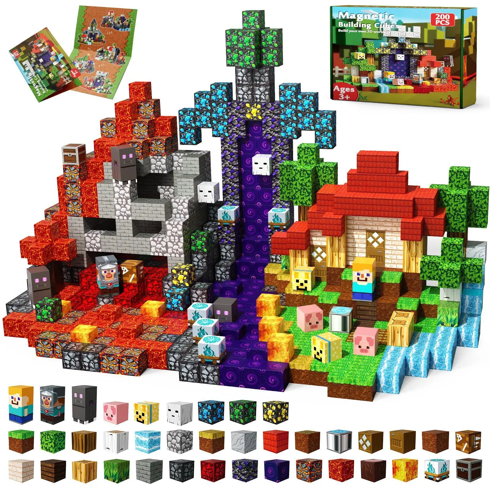 Magnetic Building Blocks-200PCS Magnetic Blocks Magnetic  STEM Montessori Children Sensory Toys 4-8 Years Boys Girls Christmas Birthday Gift, Creative Building Block, Magnetic Building Set, Montessori Toys,summerwins