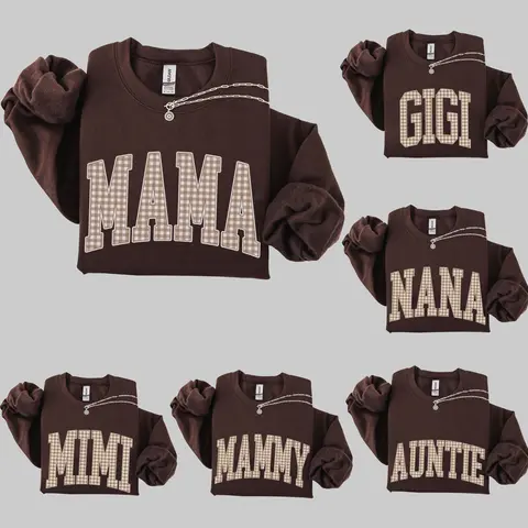 Customize Gingham Mama Sweatshirt, Personalized Mama Shirt Vintage Mama Shirt Trendy Mama Shirt Mothers Day Gift New Mama Baby Shower Pregnancy Announcement Shirt