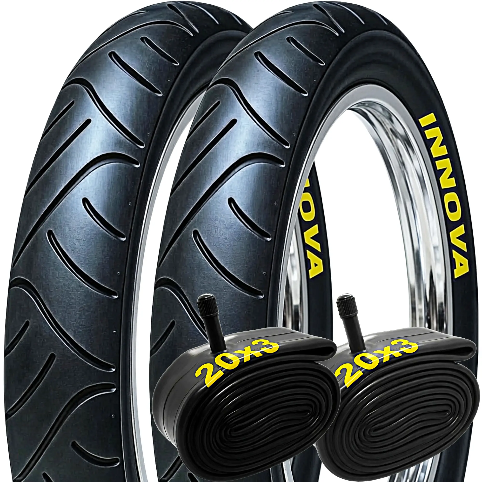 2-Pack 20" x3.0 Fat E-Bike Tire & Inner Tube (76-406) – Foldable Innova Power All-Terrain Directional Tread for Electric Bikes & Fat Bikes