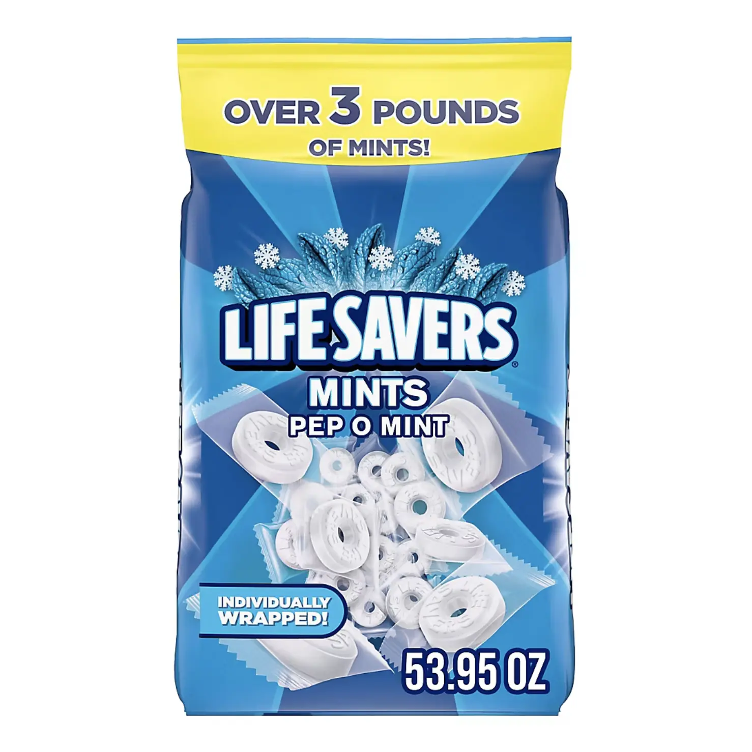 Life Savers Pep-O-Mint Breath Mints Bulk Hard Candy, Party Size Bag, 53.95 oz.