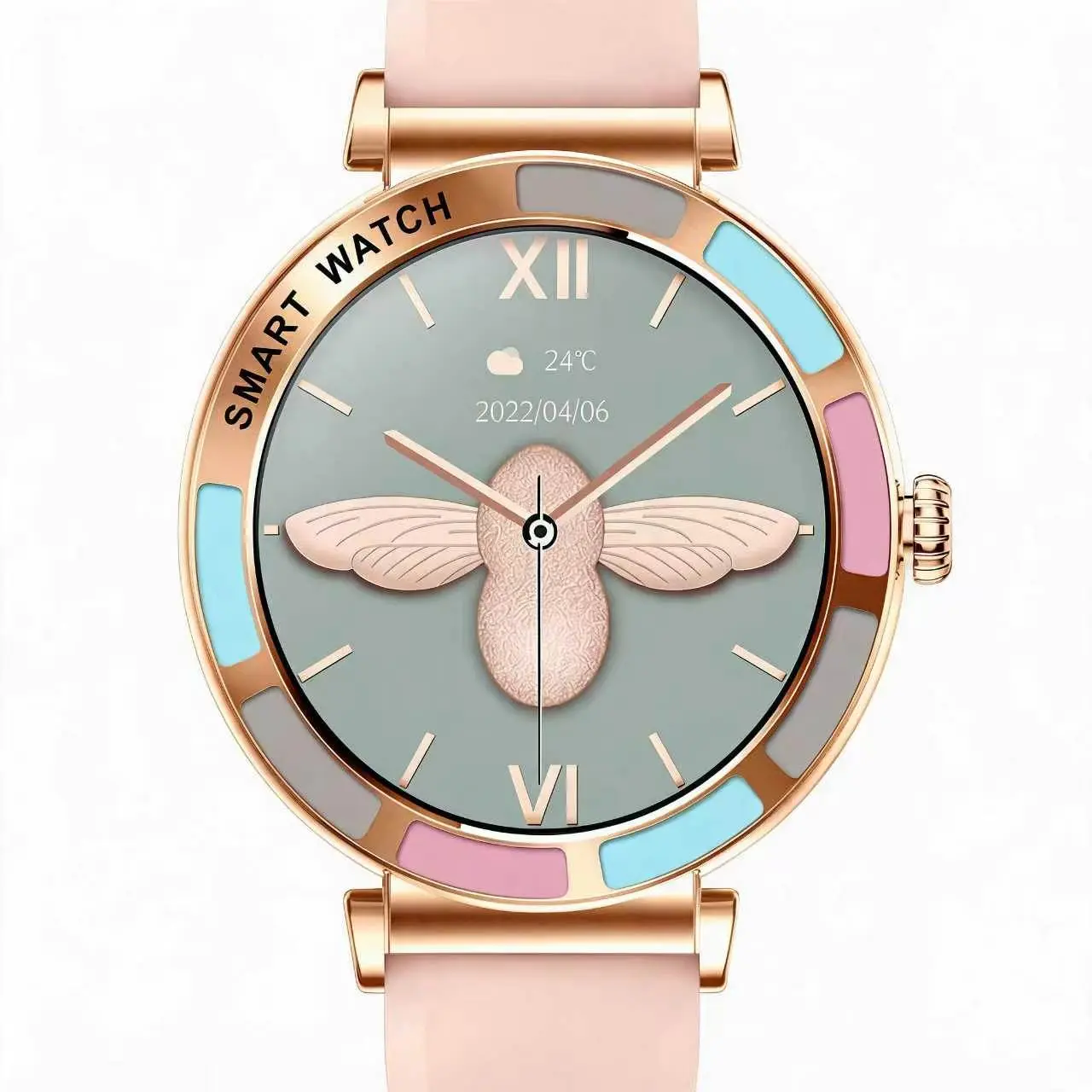 Women's H20 Trendy Multifunctional Silicone Smart Watch, Drip Glue Color Dial with Metal Plating, Waterproof Wearable Tech, Bluetooth, Heart Rate Blood Oxygen Sleep & Calorie Tracker, Message Alerts, iPhone & Android Compatible, Ideal Gift for Women