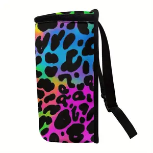 Colorful Leopard Print Polyester Car Trash Can with Zipper Lid, Adjustable and Foldable, Portable Vehicle Bin, Multi-Purpose Storage, Car Organizer, Car Accessories